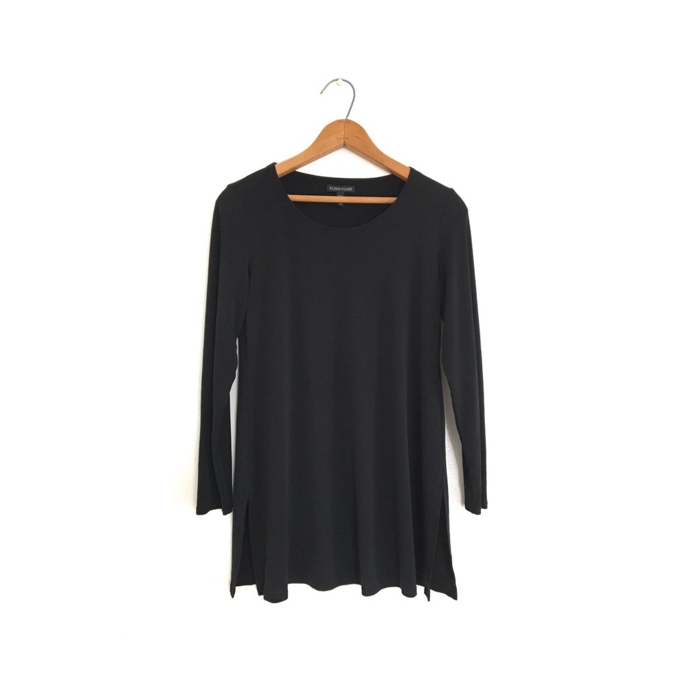 Eileen Fisher Black Silk Jersey Tunic size SP